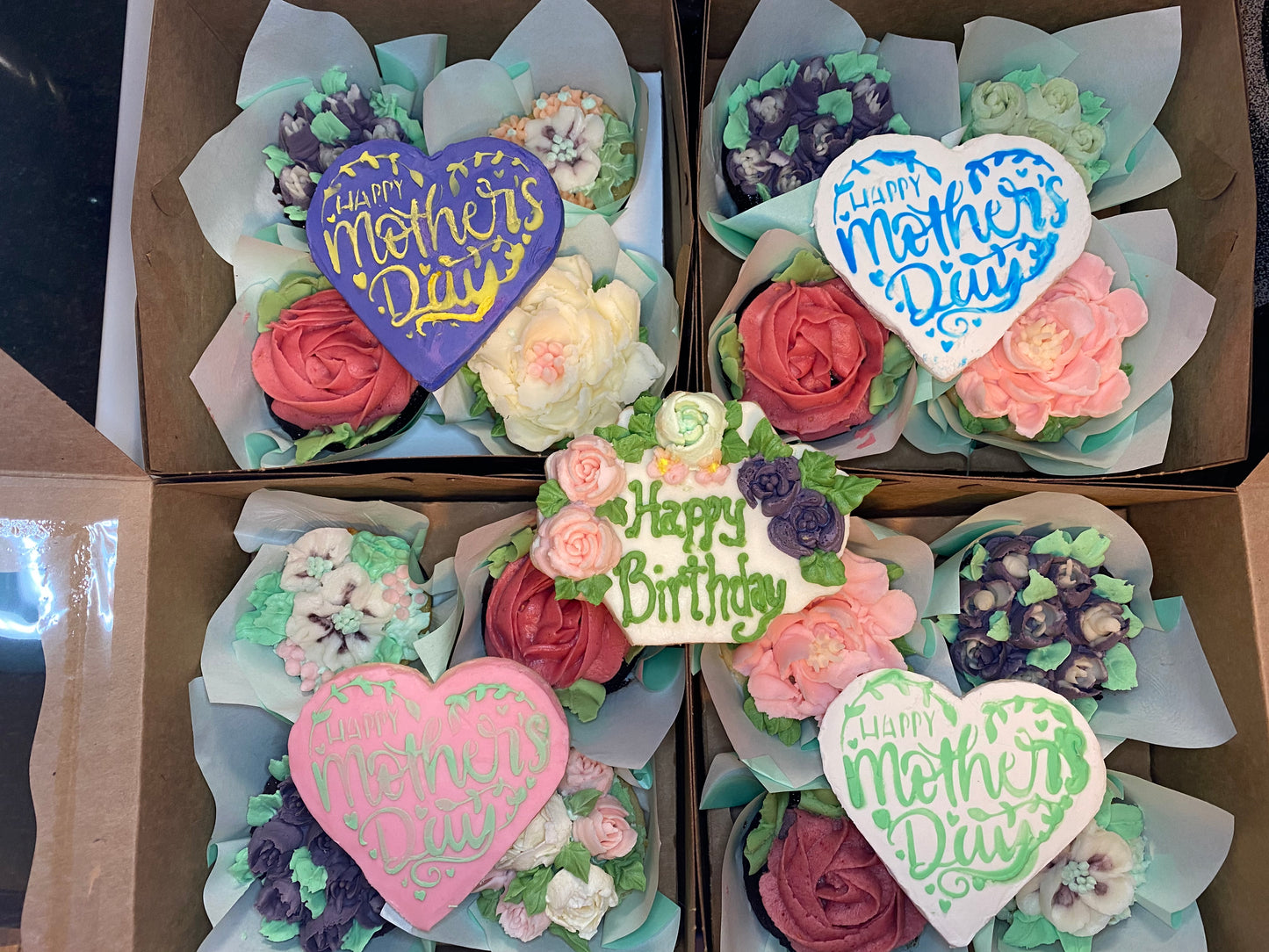 Mother's Day cupcakes with buttercream flowers